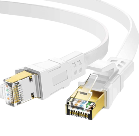 Devo Cat 8 Shielded Flat Ethernet Cable 40Gbps High-Speed LAN - WHITE